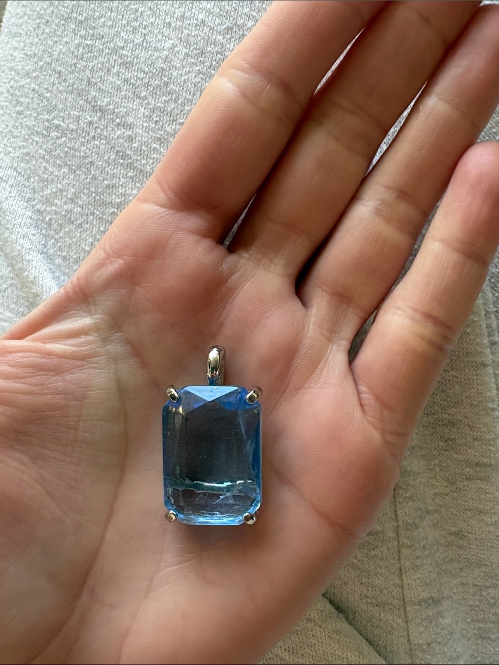 Blue Rectangular Crystal Pendant - Picture 3 of 3
